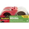 Scotch Heavy Duty Moving Packing Tape, Clear, Makes Packing Easier & Quieter, 1.88 in. x 54.6 yd., 4 Tape Rolls with 2 Dispensers(Packing Tape Rolls + 2 Dispensers)