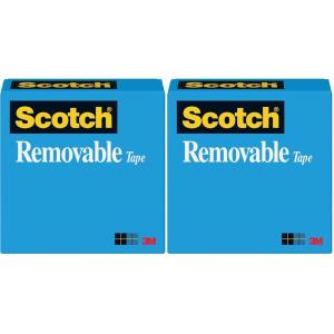 Scotch Wall-Safe Tape, 1 Refill Roll, Clear Removable Wall Tape with Matte Finish for Hanging Photos, Art, and Décor, 3/4 in x 1,296 in(3/4″ x 1296″ (Pack of 2))