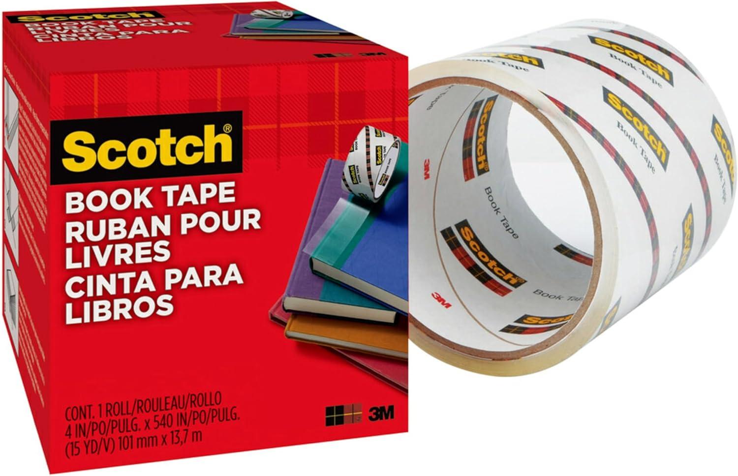 image:imageScotch Book Tape 4 in x 540 in Excellent for Repairing Reinforcing Protecting and Covering 8454004 Inches x 15 Yards Pack of 8