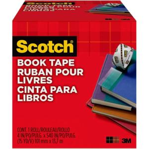 Scotch Book Tape, 4 in x 540 in, Excellent for Repairing, Reinforcing Protecting, and Covering (845-400)(4 Inches x 15 Yards)