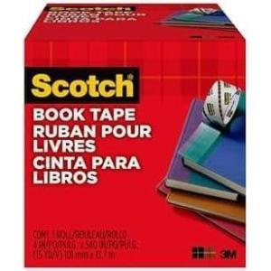 Scotch Book Tape, 4 in x 540 in, Excellent for Repairing, Reinforcing Protecting, and Covering (845-400)(4 Inches x 15 Yards (Pack of 8))