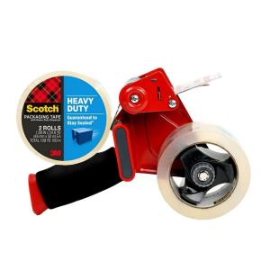 Scotch Heavy Duty Shipping Packing Tape, Clear, Shipping and Packaging Supplies, 1.88 in. x 54.6 yd., 2 Tape Rolls with 1 Heavy Duty Dispenser(2 Rolls)
