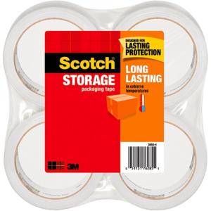 Scotch Long Lasting Storage Packaging Tape, 1.88 in x 54.6 yd, 4 Rolls (3650-4)
