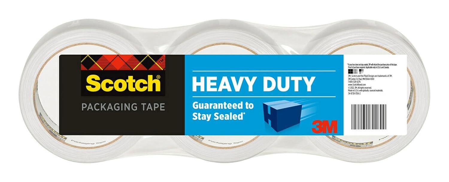 image:imageScotch Heavy Duty Packaging Tape 188 x 382 yd Designed for Packing Shipping and Mailing Strong Seal on All Box Types 3 Core Clear 3 Rolls 3850S33