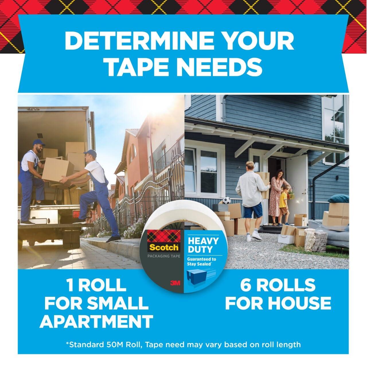 image:imageScotch Heavy Duty Packaging Tape 188 x 382 yd Designed for Packing Shipping and Mailing Strong Seal on All Box Types 3 Core Clear 3 Rolls 3850S36