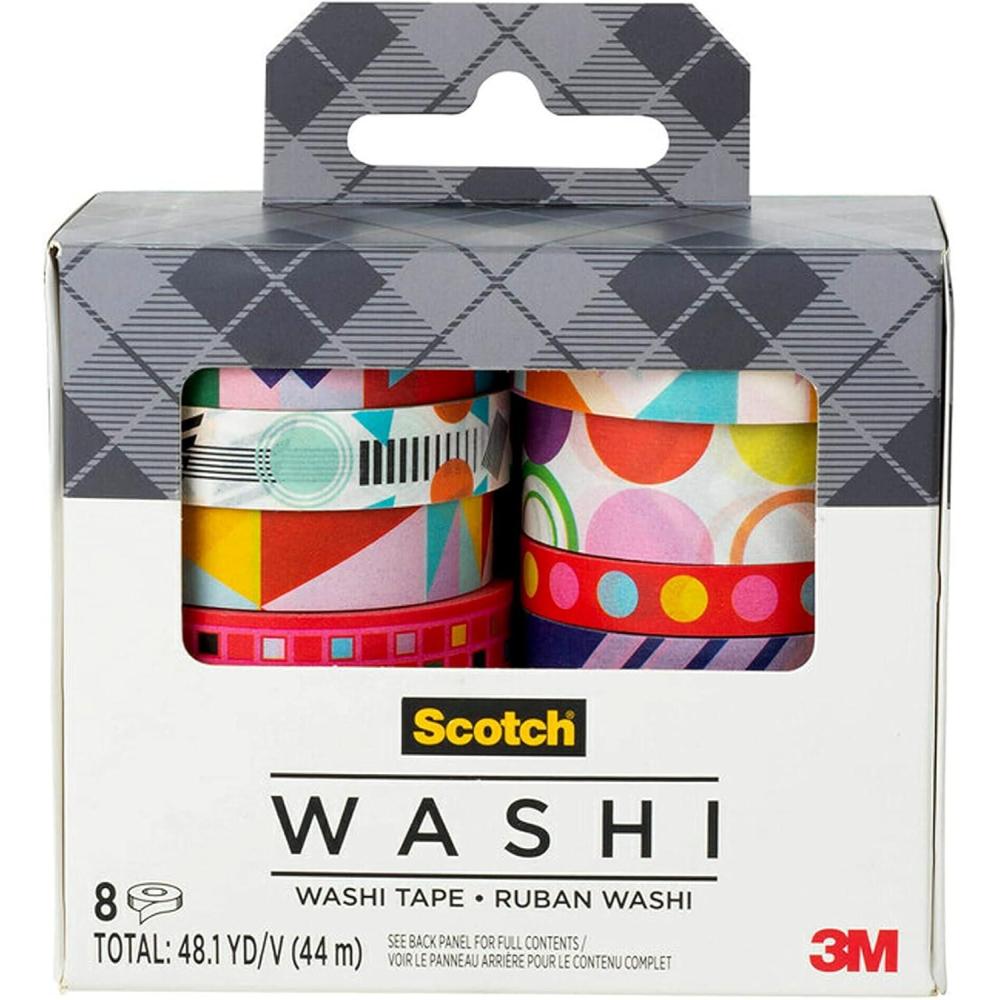 image:imageScotch Washi Tape Geo Madness Design 8 Rolls Great for Bullet Journaling Scrapbooking and DIY Dcor C10178P18