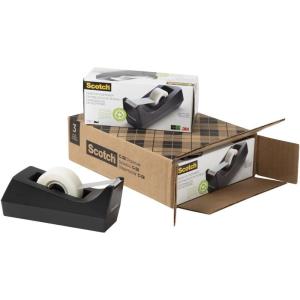 Scotch Desktop Tape Dispenser, Black, 2.7 in. x 2.7 in. x 6.4 in., 3 Tape Dispensers(3-Pack)