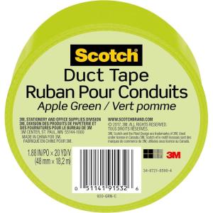 Scotch Duct Tape, 1.88 in x 20 yd, Green Apple, 1 Roll (920-GRN-C)
