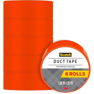 Scotch Duct Tape, Tangerine Orange, 1.88-Inch by 20-Yard, 6-Pack