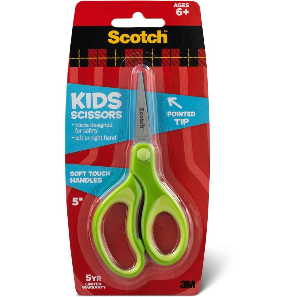 image:imageScotch Kids Pointed Tip Scissors with Soft Touch 5 Inches 1442P Colors may vary5inch
