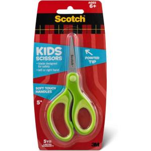 Scotch Kids Pointed Tip Scissors with Soft Touch, 5 Inches (1442P) (Colors may vary)(5-inch)