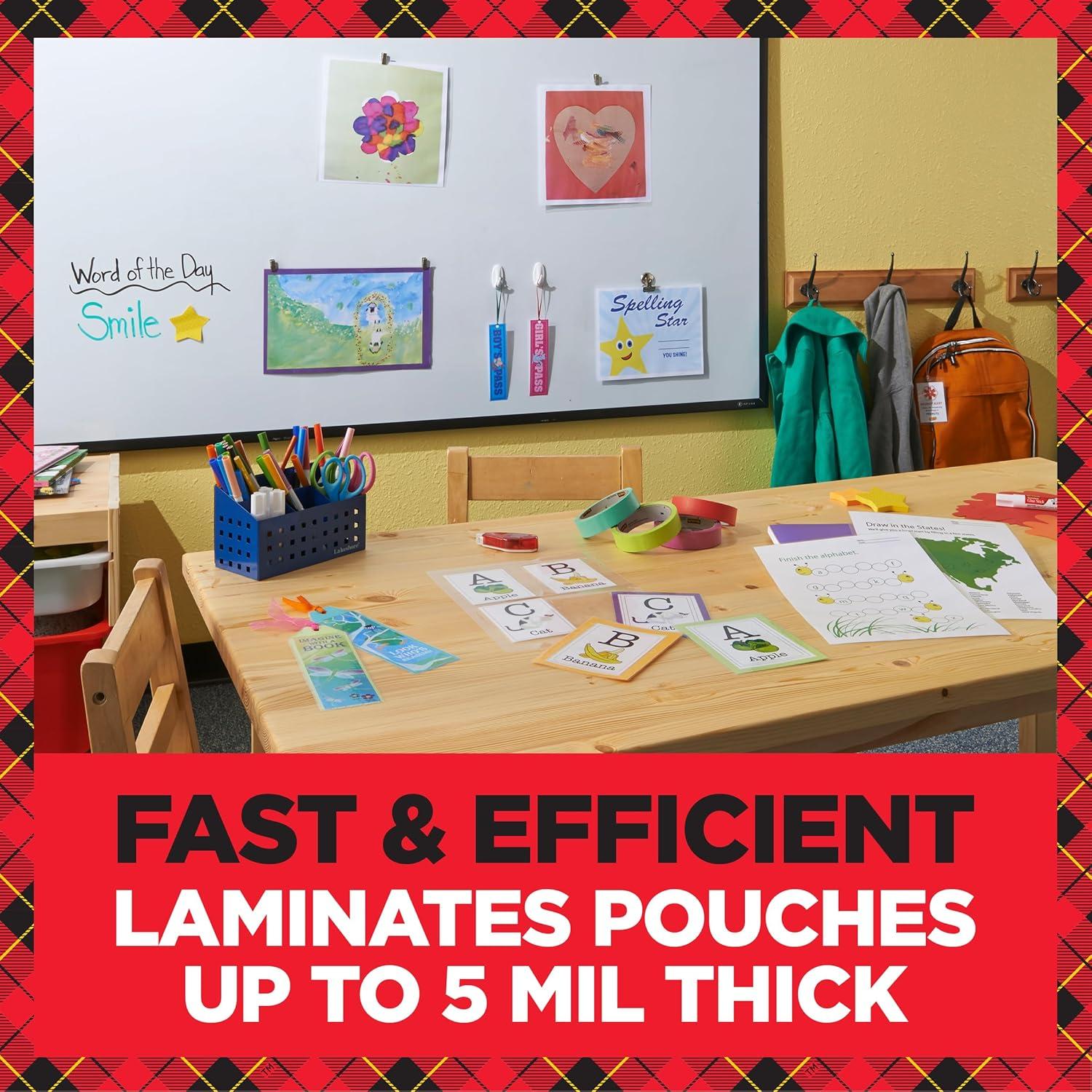image:imageBundle of Scotch Rapid Thermal Laminator Ready in 1 Minute Never Jam Technology 9 inch 2 Pouches TL909XEF Scotch Thermal Laminating Pouches 89 x 114 Inches Letter Size Sheets 100PackScotch TL909XEF Thermal Laminator 100 Pouches 3 mil