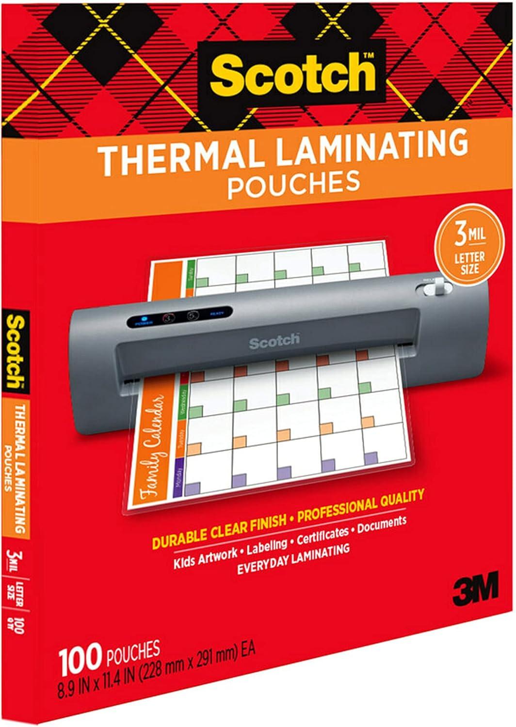 image:imageScotch Thermal Laminating Pouches Clear Fits Letter Sized 89 in 114 in Paper 150 Pouches100 Count Pack of 6