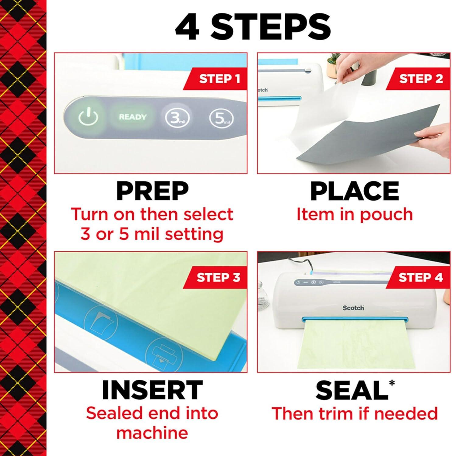 image:imageScotch Thermal Laminating Pouches Clear Fits Letter Sized 89 in 114 in Paper 150 Pouches100 Count Pack of 6