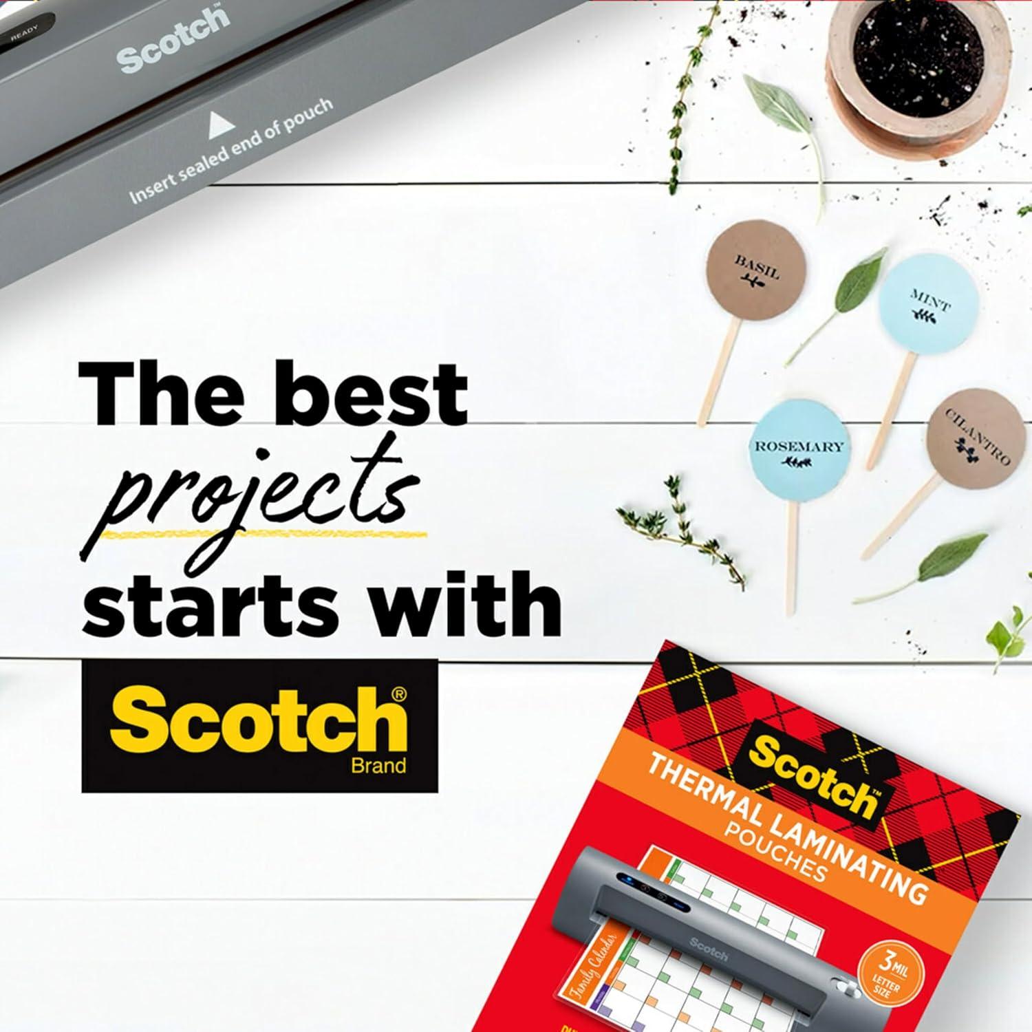 image:imageScotch Thermal Laminating Pouches Clear Fits Letter Sized 89 in 114 in Paper 150 Pouches89 in x 114 in 228 mm x 291 mm