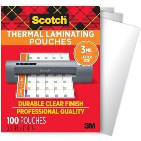 image:imageScotch Thermal Laminating Pouches Clear Fits Letter Sized 89 in 114 in Paper 150 Pouches100 Count Pack of 6