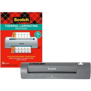 Scotch Thermal Laminator (TL901X) and 50 Scotch Dry Erase Thermal Laminating Pouches | Letter Size | Clear Professional Finish