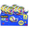 Scotch Kids Tape Dispenser, Invisible, Kid Approved No Mess Fun, 6 Tape Rolls with Dispensers, 3/4 in x 650 in