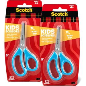 Scotch 5″ Blunt Kid Scissors, Ideal for School and At-Home Crafting Projects (1441B) (Color may vary)(5″ (Pack of 2))